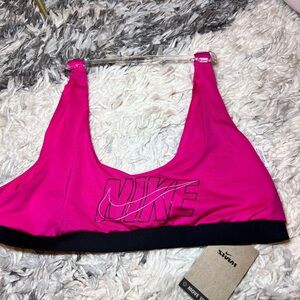 Nike Women's Pink and Black Sports Bra